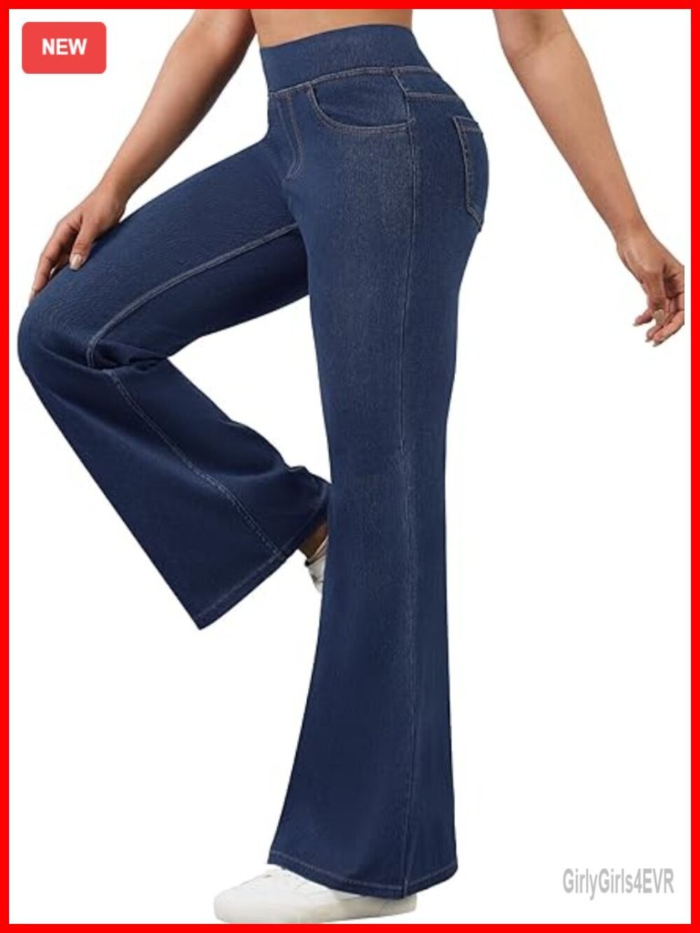 High Waisted Stretchy Flare Bell Bottom Jeans with Pockets